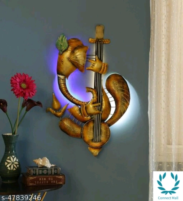 Iron Guitar  Ganesh With Led -  Free Size, Metal, Pack of1